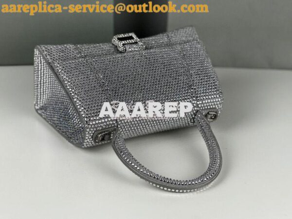 Replica Balenciaga Hourglass Top Handle Bag in Grey Suede Calfskin wit 6