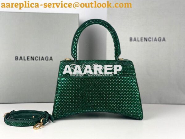 Replica Balenciaga Hourglass Top Handle Bag in Green Suede Calfskin wi 14