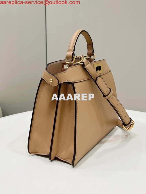 Replica Fendi 8BN327 Peekaboo ISeeU Small Apricot leather bag 3