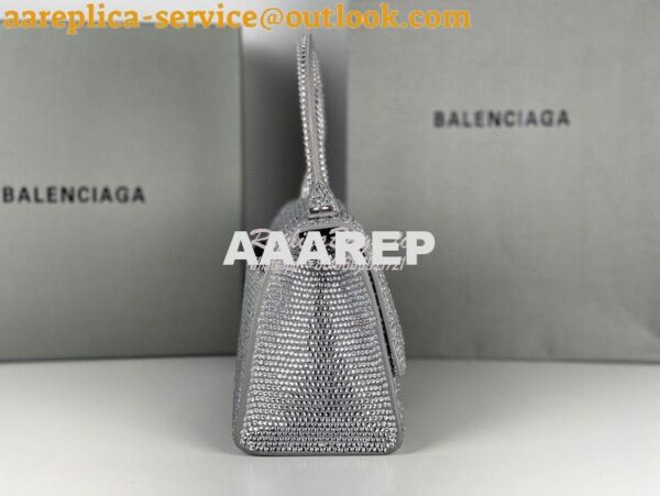 Replica Balenciaga Hourglass Top Handle Bag in Grey Suede Calfskin wit 7