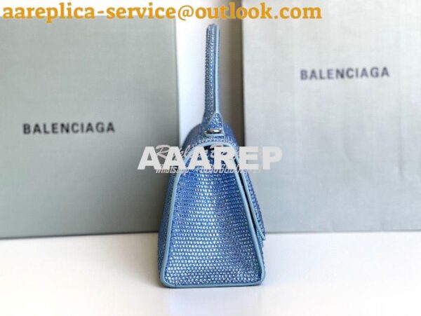 Replica Balenciaga Hourglass Top Handle Bag in Light Blue Suede Calfsk 7