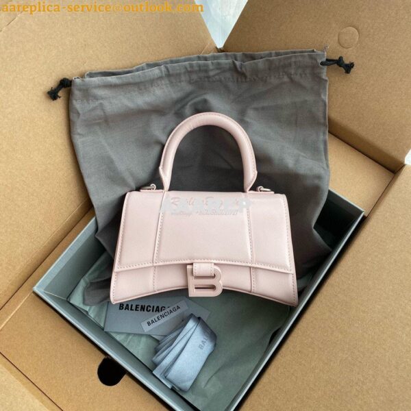 Replica Balenciaga Hourglass Top Handle Bag In Light Rose Shiny Box Ca 2