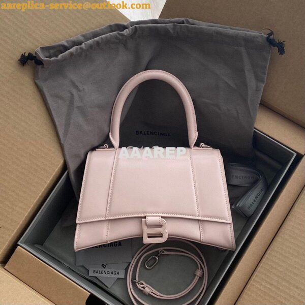 Replica Balenciaga Hourglass Top Handle Bag In Light Rose Shiny Box Ca 3