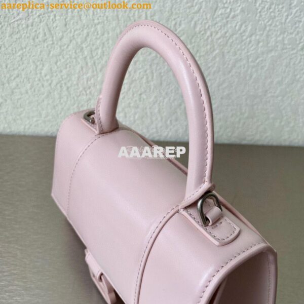 Replica Balenciaga Hourglass Top Handle Bag In Light Rose Shiny Box Ca 4