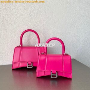 Replica Balenciaga Hourglass Top Handle Bag In Pink Shiny Box Calfskin