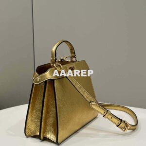 Replica Fendi 8BN327 Peekaboo ISeeU Small Gold leather bag