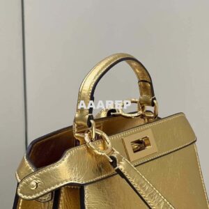 Replica Fendi 8BN327 Peekaboo ISeeU Small Gold leather bag 2