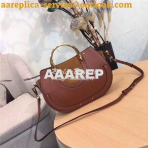 Replica Chloe Pixie medium brown leather and suede shoulder bag