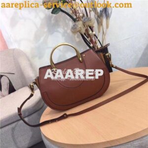 Replica Chloe Pixie medium brown leather and suede shoulder bag 2