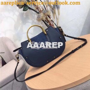 Replica Chloe Pixie medium dark blue leather and suede shoulder bag