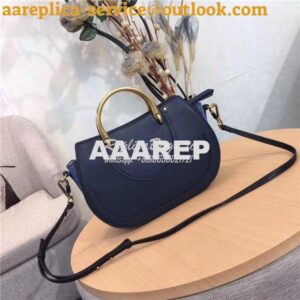 Replica Chloe Pixie medium dark blue leather and suede shoulder bag 2