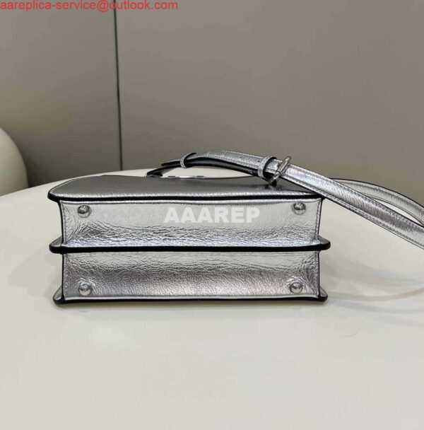 Replica Fendi 8BN327 Peekaboo ISeeU Small Silver leather bag 3