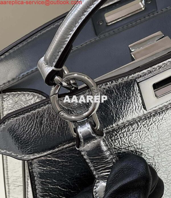 Replica Fendi 8BN327 Peekaboo ISeeU Small Silver leather bag 5