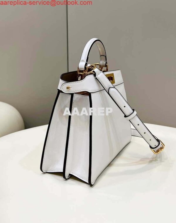 Replica Fendi 8BN327 Peekaboo ISeeU Small White leather bag 3