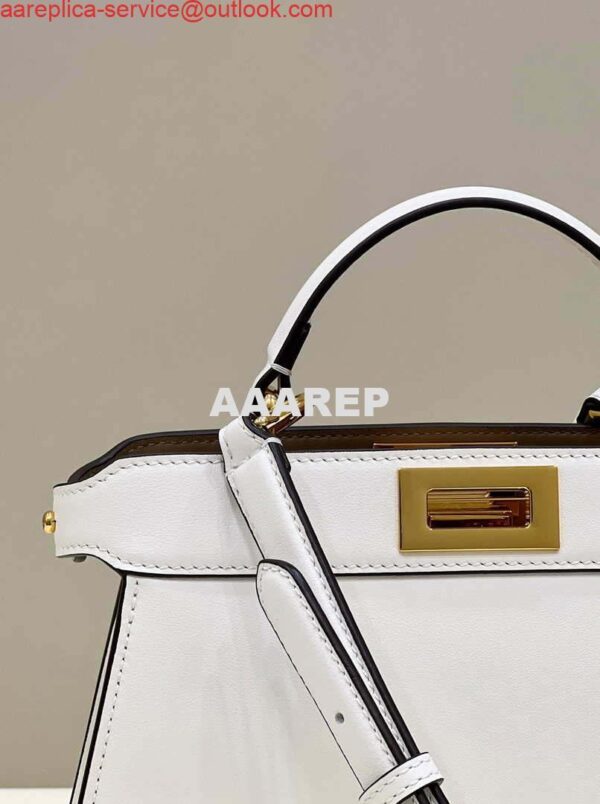 Replica Fendi 8BN327 Peekaboo ISeeU Small White leather bag 4