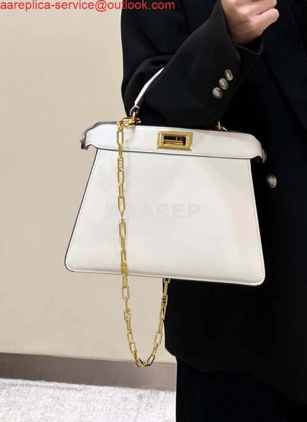 Replica Fendi 8BN327 Peekaboo ISeeU Small White leather bag 11