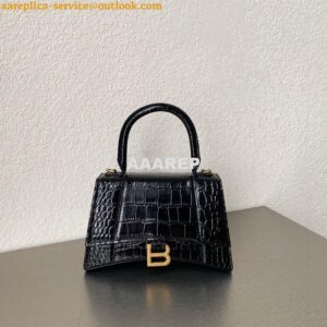 Replica Balenciaga Hourglass Top Handle Bag In Shiny Crocodile Embosse 2