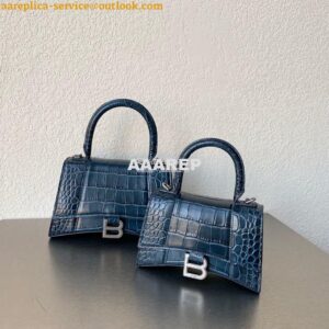 Replica Balenciaga Hourglass Top Handle Bag In Shiny Crocodile Embosse