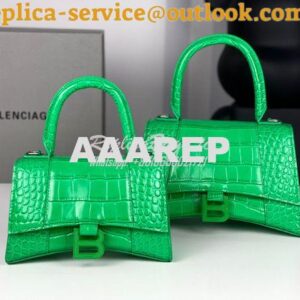 Replica Balenciaga Hourglass Top Handle Bag In Shiny Crocodile Embosse