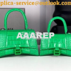 Replica Balenciaga Hourglass Top Handle Bag In Shiny Crocodile Embosse 2