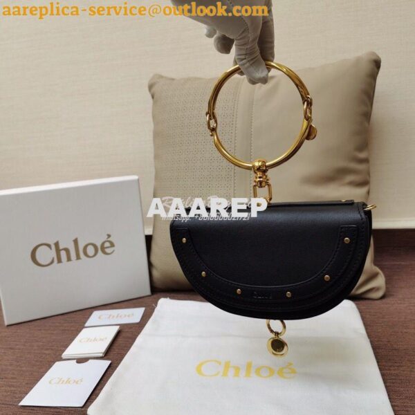 Replica Chloe Small Nile Minaudière in Smooth Calfskin Black 4