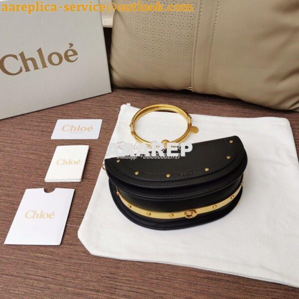 Replica Chloe Small Nile Minaudière in Smooth Calfskin Black 6