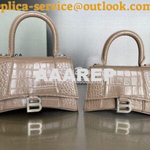 Replica Balenciaga Hourglass Top Handle Bag In Shiny Crocodile Embosse 2