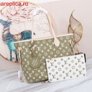 Replica Louis Vuitton NEVERFULL MM Bag LV KAKI / BEIGE M46102 BLV1134 2