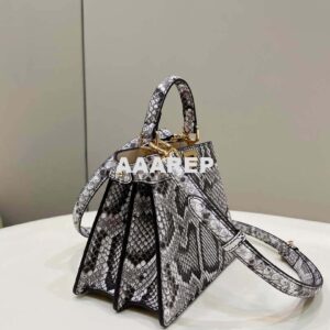 Replica Fendi 8BN335 Peekaboo ISeeU Petite Snakeskin Gray Padded Nappa Leather Bag