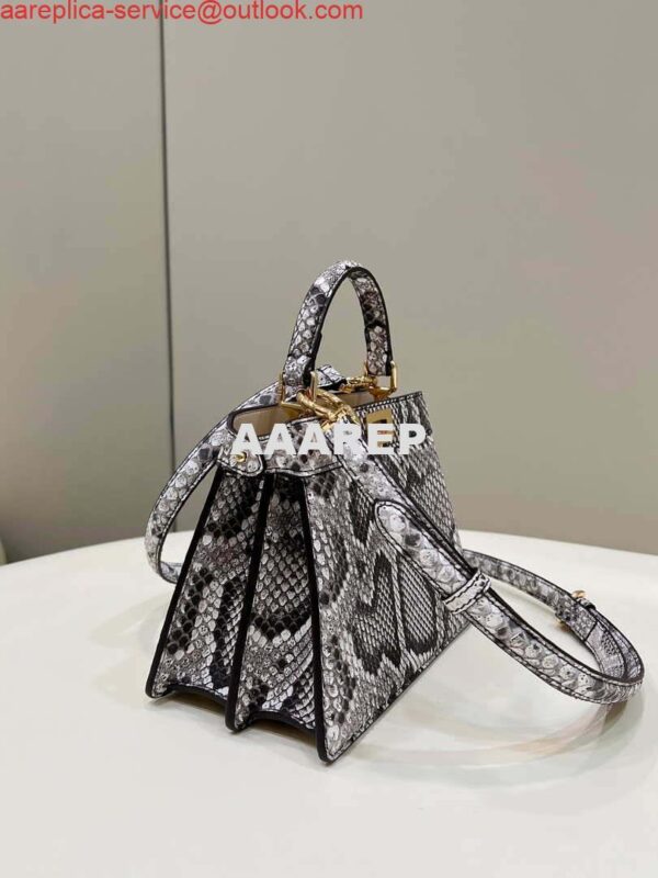 Replica Fendi 8BN335 Peekaboo ISeeU Petite Snakeskin Gray Padded Nappa Leather Bag 3