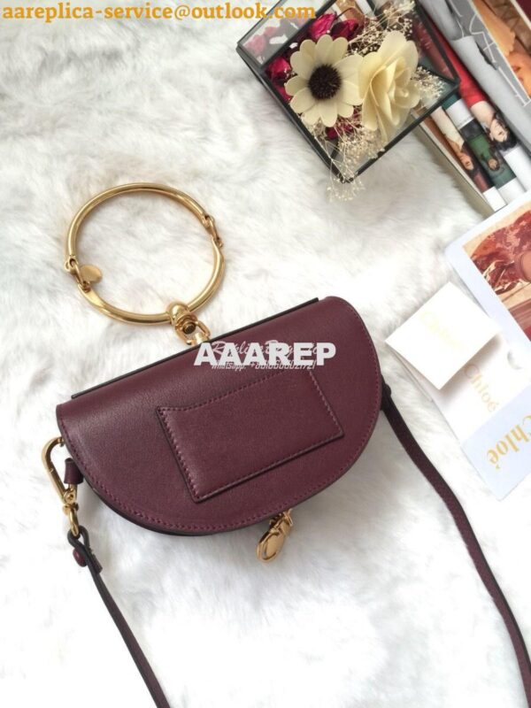 Replica Chloe Small Nile Minaudière in Smooth Calfskin Dark Red 7