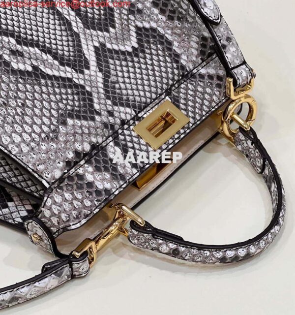 Replica Fendi 8BN335 Peekaboo ISeeU Petite Snakeskin Gray Padded Nappa Leather Bag 7