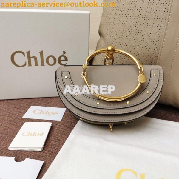 Replica Chloe Small Nile Minaudière in Smooth Calfskin Grey 4