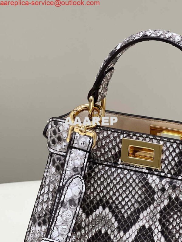 Replica Fendi 8BN335 Peekaboo ISeeU Petite Snakeskin Gray Padded Nappa Leather Bag 10