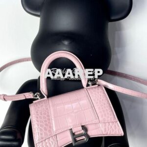 Replica Balenciaga Hourglass Top Handle Bag In Shiny Crocodile Embosse