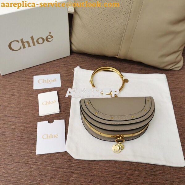 Replica Chloe Small Nile Minaudière in Smooth Calfskin Grey 6