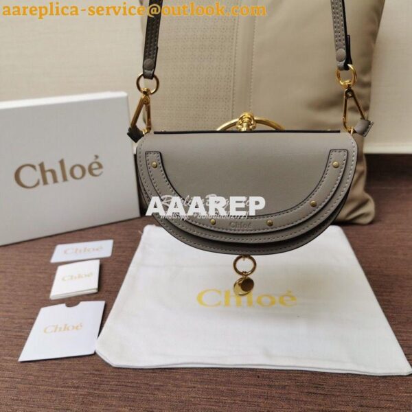 Replica Chloe Small Nile Minaudière in Smooth Calfskin Grey 8