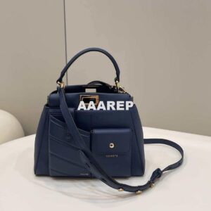 Replica Fendi 8BN335 Peekaboo ISeeU Small Navy blue leather bag 2113s