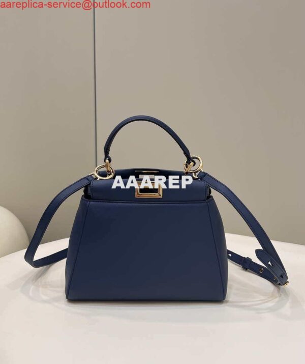 Replica Fendi 8BN335 Peekaboo ISeeU Small Navy blue leather bag 2113s 4