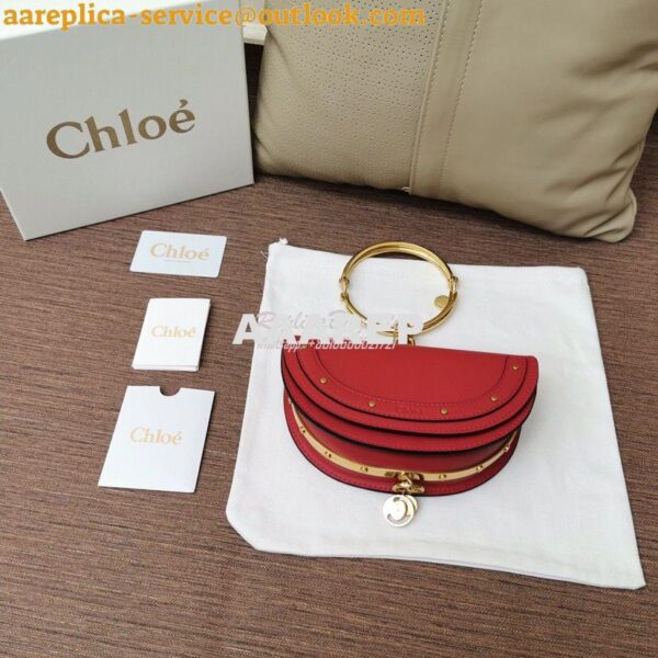 Replica Chloe Small Nile Minaudière in Smooth Calfskin Red 4