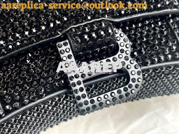 Replica Balenciaga Hourglass Wallet On Chain With Rhinestones In Black 8