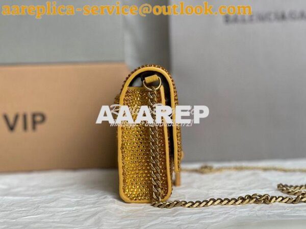 Replica Balenciaga Hourglass Wallet On Chain With Rhinestones In Gold 5