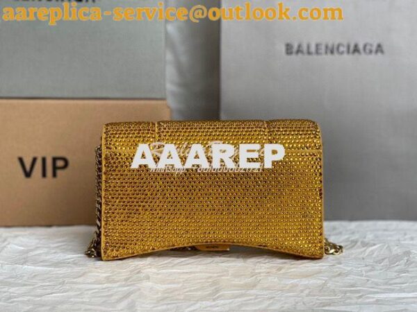 Replica Balenciaga Hourglass Wallet On Chain With Rhinestones In Gold 13