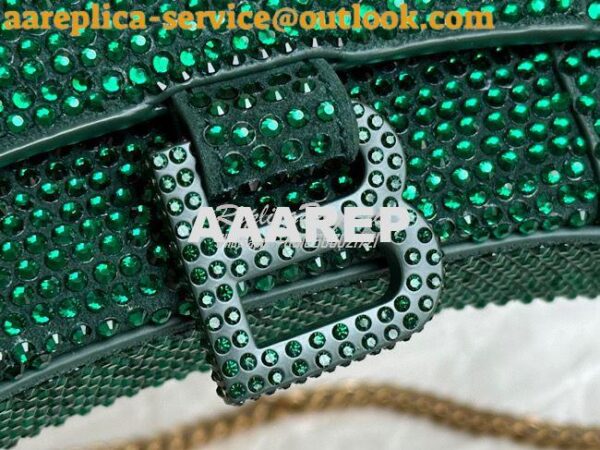 Replica Balenciaga Hourglass Wallet On Chain With Rhinestones In Green 8