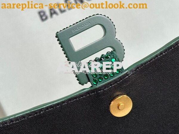 Replica Balenciaga Hourglass Wallet On Chain With Rhinestones In Green 7