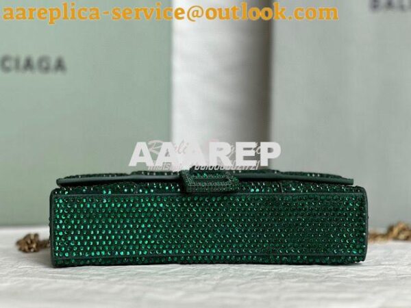 Replica Balenciaga Hourglass Wallet On Chain With Rhinestones In Green 14