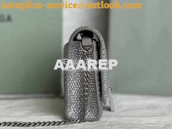 Replica Balenciaga Hourglass Wallet On Chain With Rhinestones In Grey 7