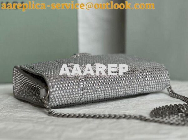 Replica Balenciaga Hourglass Wallet On Chain With Rhinestones In Grey 8