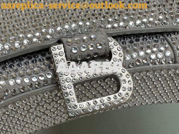 Replica Balenciaga Hourglass Wallet On Chain With Rhinestones In Grey 9