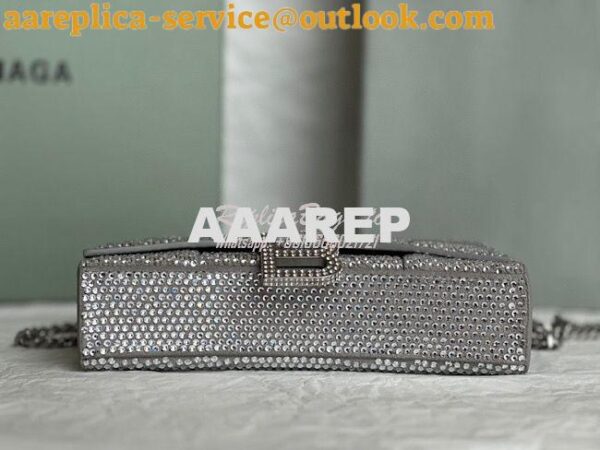 Replica Balenciaga Hourglass Wallet On Chain With Rhinestones In Grey 12